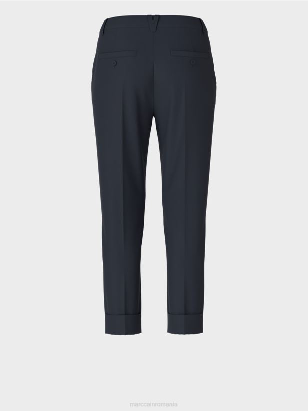 pantaloni franca cu cute și manșetă Marc Cain albastru miezul nopții îmbrăcăminte 4826HH667