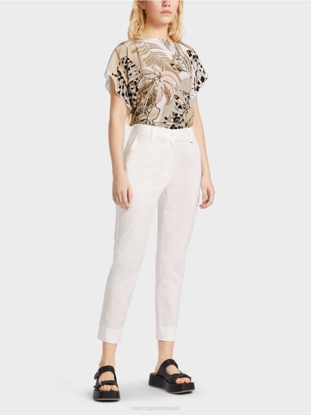 pantaloni franca cu cute și manșetă Marc Cain aproape alb îmbrăcăminte 4826HH659