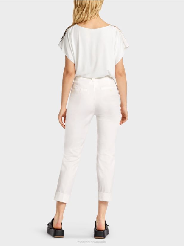 pantaloni franca cu cute și manșetă Marc Cain aproape alb îmbrăcăminte 4826HH659