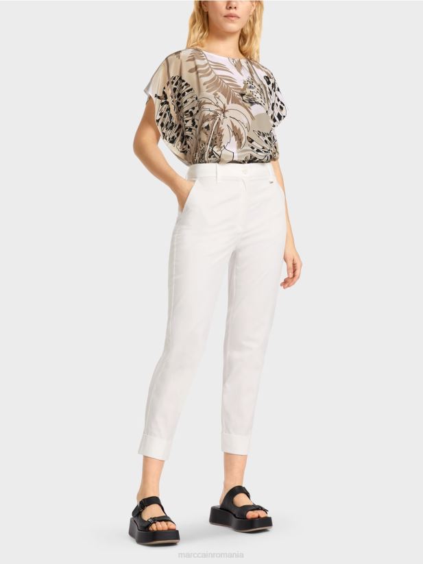 pantaloni franca cu cute și manșetă Marc Cain aproape alb îmbrăcăminte 4826HH659