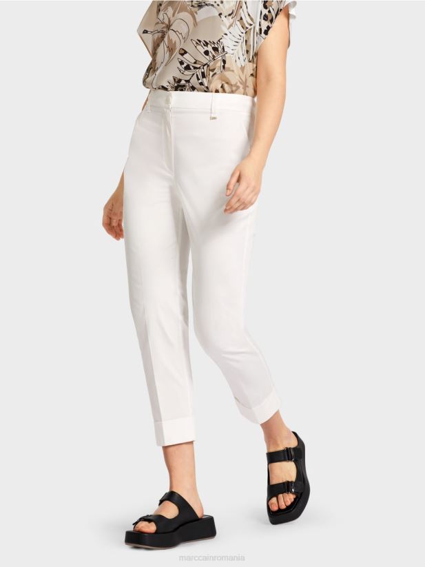 pantaloni franca cu cute și manșetă Marc Cain aproape alb îmbrăcăminte 4826HH659