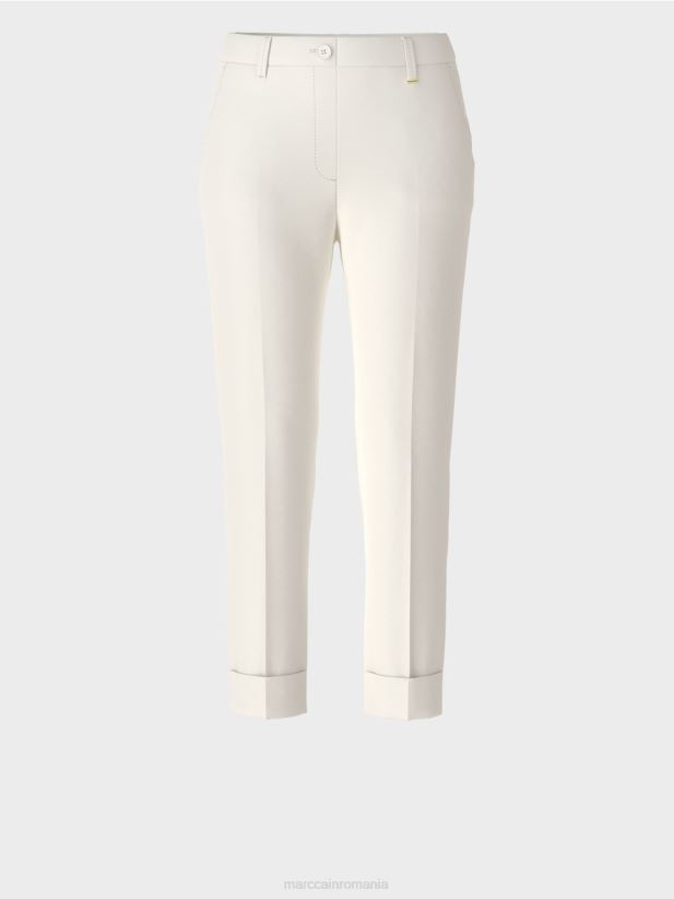 pantaloni franca cu cute și manșetă Marc Cain aproape alb îmbrăcăminte 4826HH659
