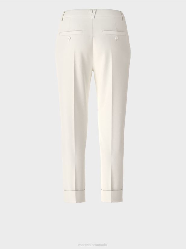 pantaloni franca cu cute și manșetă Marc Cain aproape alb îmbrăcăminte 4826HH659