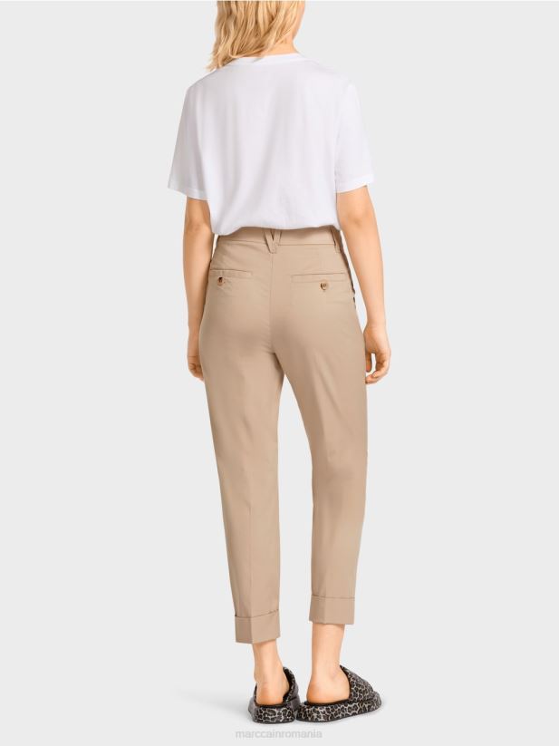 pantaloni franca cu cute și manșetă Marc Cain nisip adânc îmbrăcăminte 4826HH664