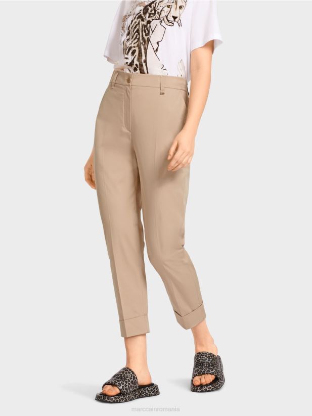 pantaloni franca cu cute și manșetă Marc Cain nisip adânc îmbrăcăminte 4826HH664