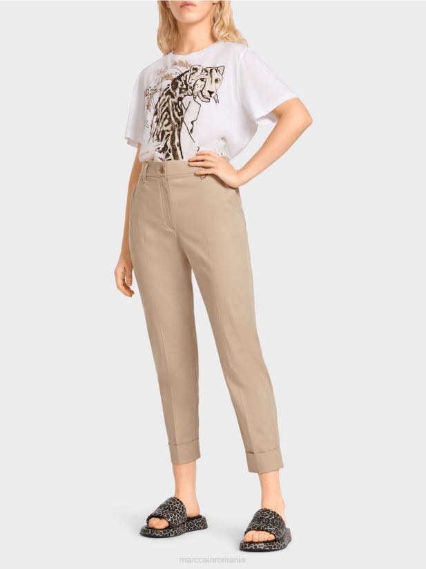 pantaloni franca cu cute și manșetă Marc Cain nisip adânc îmbrăcăminte 4826HH664