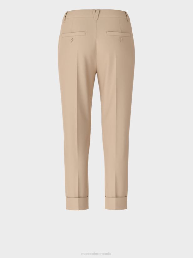 pantaloni franca cu cute și manșetă Marc Cain nisip adânc îmbrăcăminte 4826HH664
