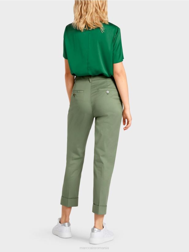 pantaloni franca cu cute și manșetă Marc Cain verde mistic îmbrăcăminte 4826HH656