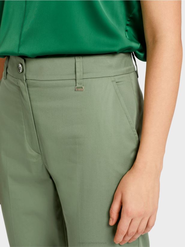pantaloni franca cu cute și manșetă Marc Cain verde mistic îmbrăcăminte 4826HH656