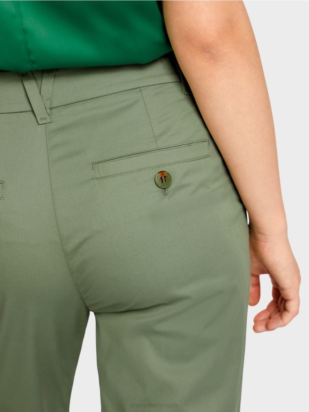 pantaloni franca cu cute și manșetă Marc Cain verde mistic îmbrăcăminte 4826HH656