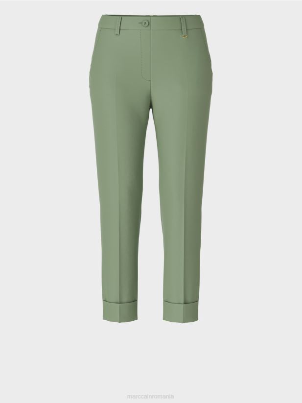 pantaloni franca cu cute și manșetă Marc Cain verde mistic îmbrăcăminte 4826HH656