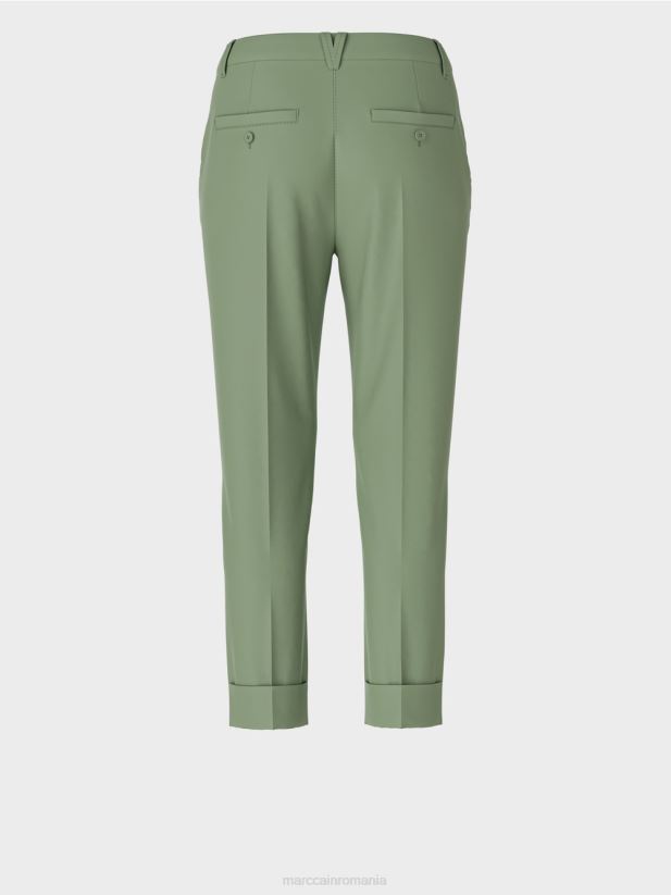 pantaloni franca cu cute și manșetă Marc Cain verde mistic îmbrăcăminte 4826HH656
