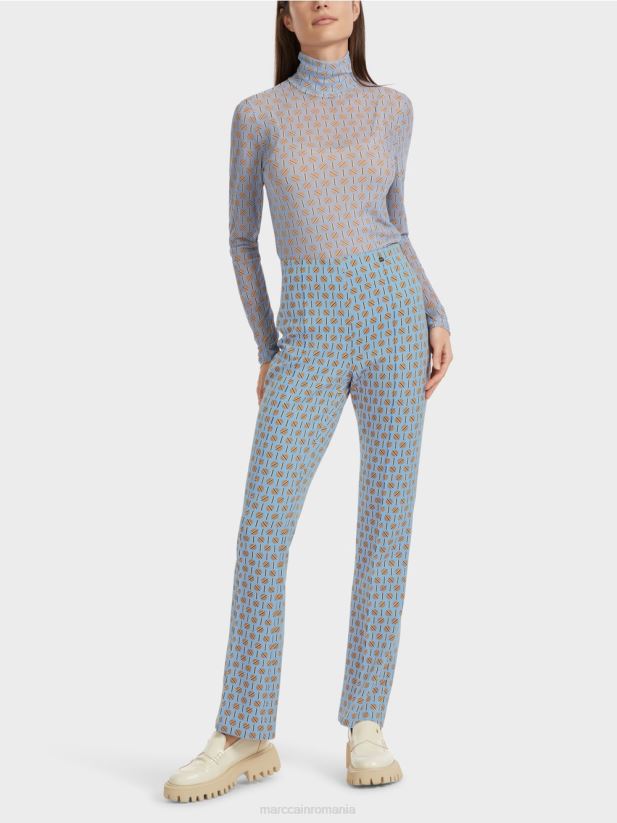 pantaloni frederica cu imprimeu grafic Marc Cain cer întunecat de vară îmbrăcăminte 4826HH554