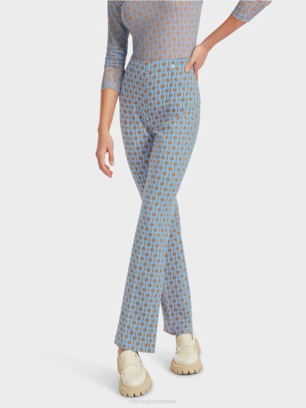 pantaloni frederica cu imprimeu grafic Marc Cain cer întunecat de vară îmbrăcăminte 4826HH554