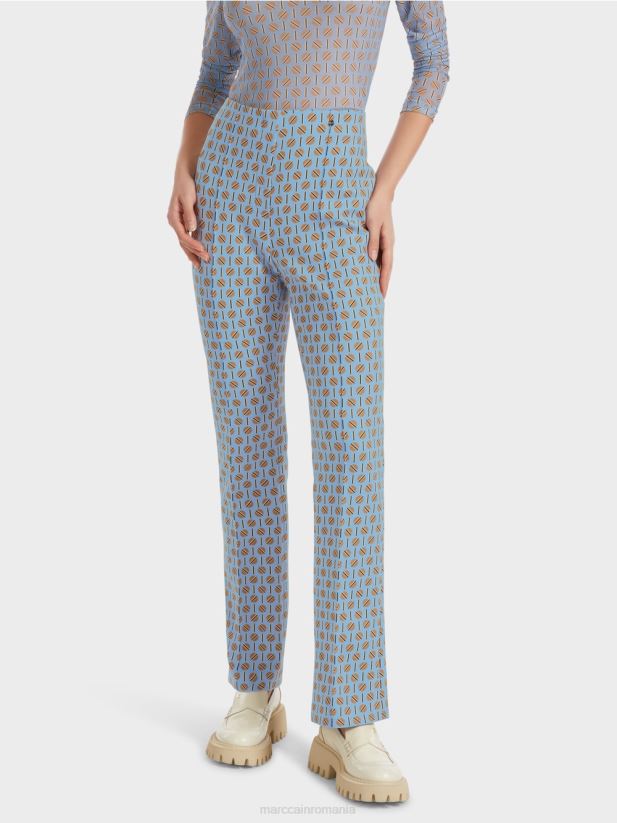 pantaloni frederica cu imprimeu grafic Marc Cain cer întunecat de vară îmbrăcăminte 4826HH554