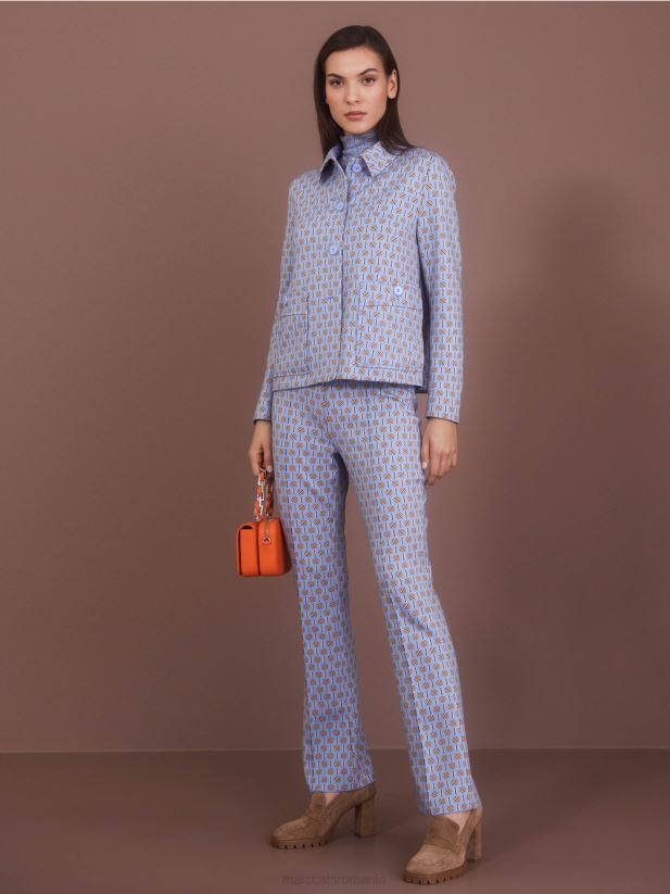 pantaloni frederica cu imprimeu grafic Marc Cain cer întunecat de vară îmbrăcăminte 4826HH554