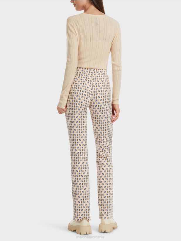 pantaloni frederica cu imprimeu grafic Marc Cain crema inchisa îmbrăcăminte 4826HH555