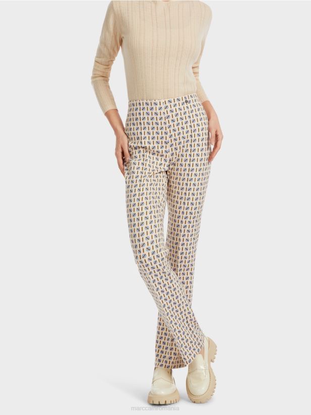 pantaloni frederica cu imprimeu grafic Marc Cain crema inchisa îmbrăcăminte 4826HH555