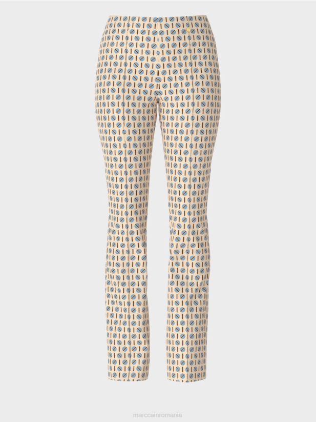 pantaloni frederica cu imprimeu grafic Marc Cain crema inchisa îmbrăcăminte 4826HH555