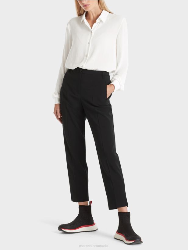 pantaloni fushun cu fante laterale Marc Cain negru îmbrăcăminte 4826HH538