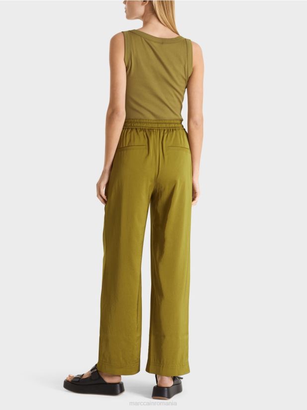 pantaloni largi cu talie de jogger Marc Cain măsline galbene îmbrăcăminte 4826HH695