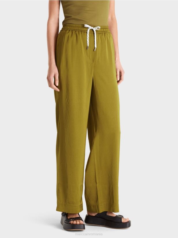pantaloni largi cu talie de jogger Marc Cain măsline galbene îmbrăcăminte 4826HH695
