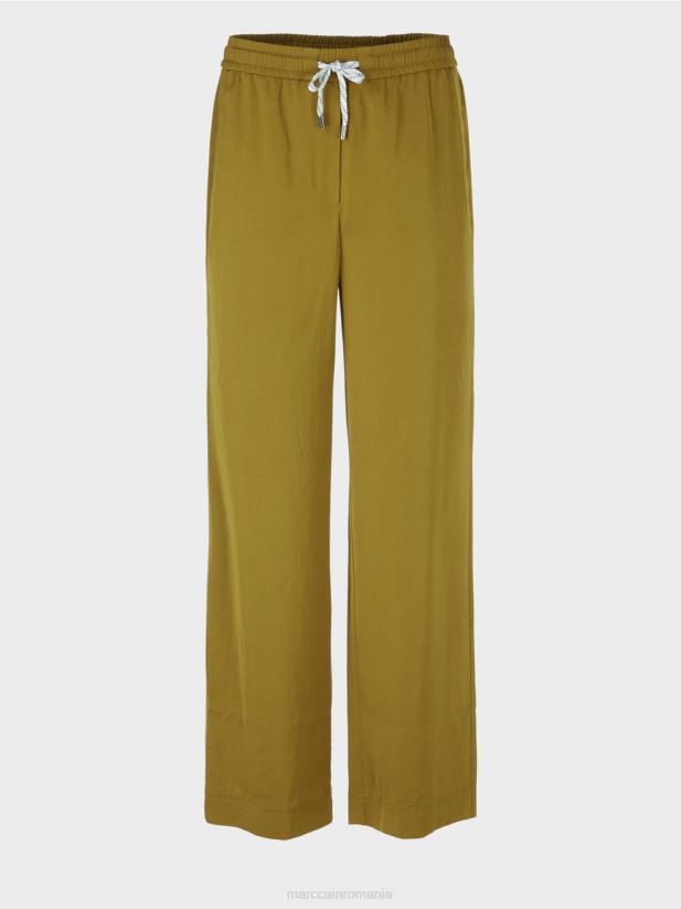 pantaloni largi cu talie de jogger Marc Cain măsline galbene îmbrăcăminte 4826HH695
