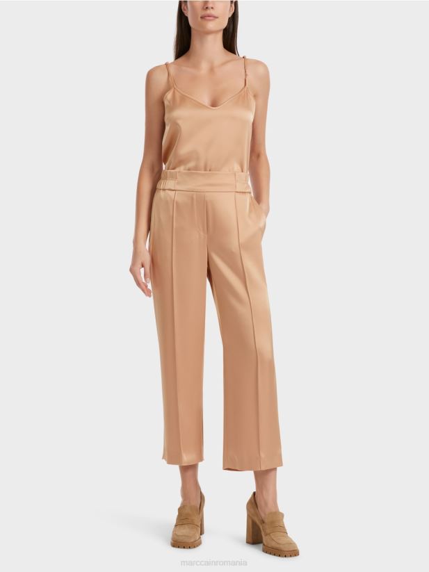 pantaloni largi washington lungime midi Marc Cain caramel strălucitor îmbrăcăminte 4826HH546
