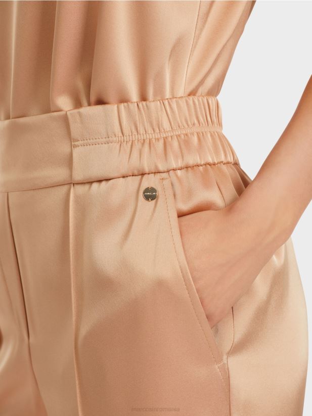pantaloni largi washington lungime midi Marc Cain caramel strălucitor îmbrăcăminte 4826HH546