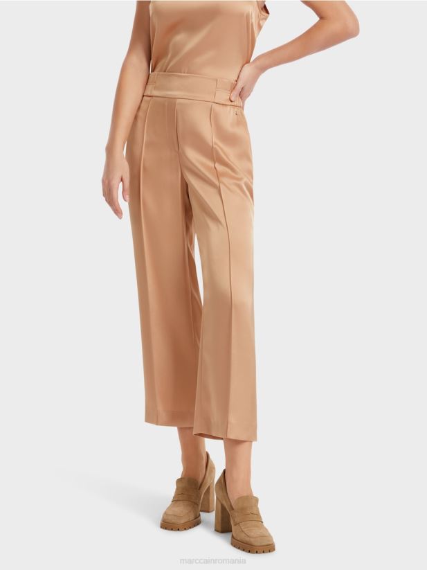 pantaloni largi washington lungime midi Marc Cain caramel strălucitor îmbrăcăminte 4826HH546