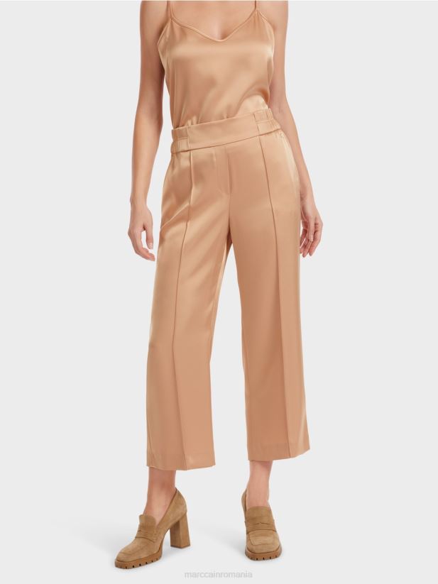 pantaloni largi washington lungime midi Marc Cain caramel strălucitor îmbrăcăminte 4826HH546