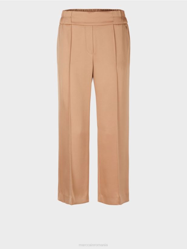 pantaloni largi washington lungime midi Marc Cain caramel strălucitor îmbrăcăminte 4826HH546