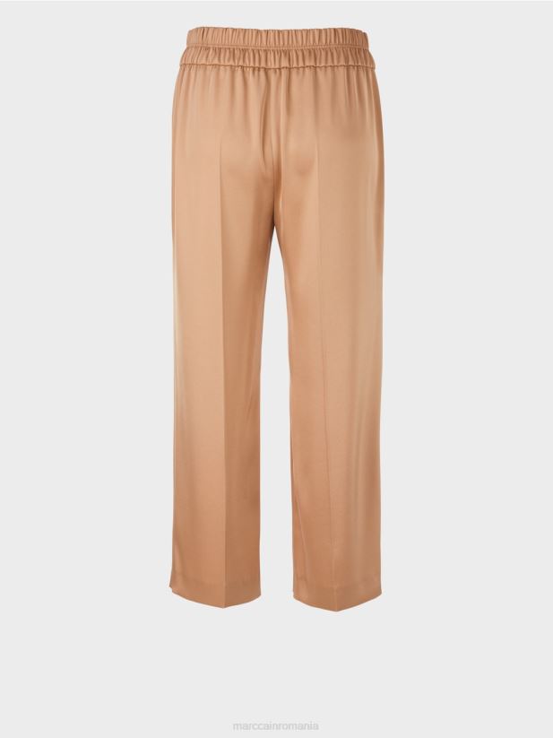 pantaloni largi washington lungime midi Marc Cain caramel strălucitor îmbrăcăminte 4826HH546