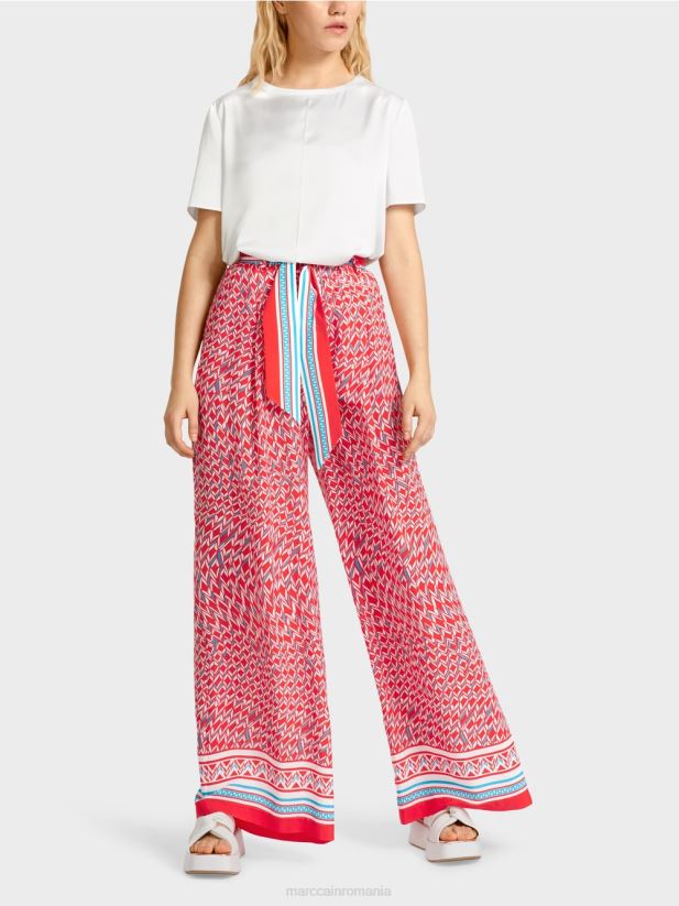 pantaloni largi winnipeg Marc Cain Rosu ca focul îmbrăcăminte 4826HH669