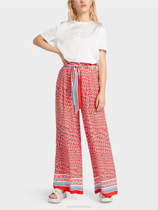 pantaloni largi winnipeg Marc Cain Rosu ca focul îmbrăcăminte 4826HH669