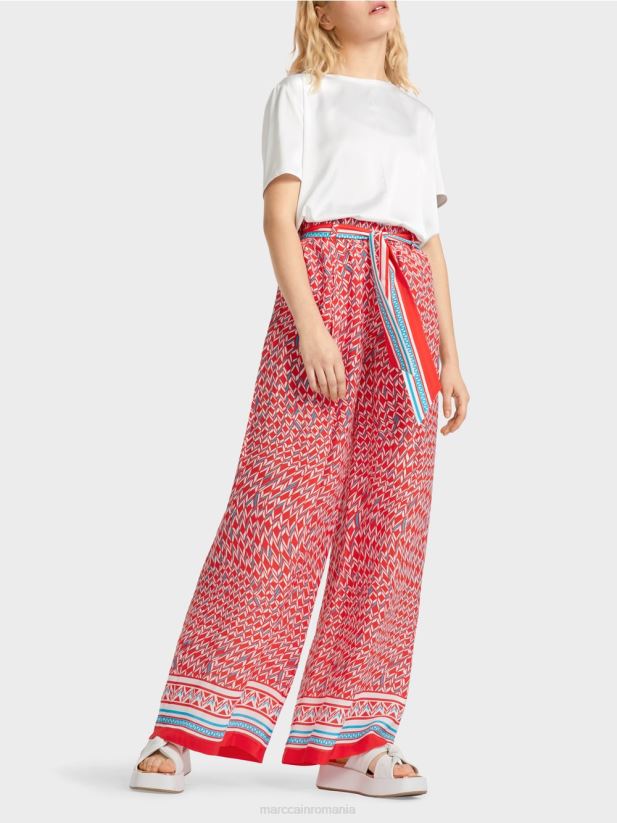 pantaloni largi winnipeg Marc Cain Rosu ca focul îmbrăcăminte 4826HH669