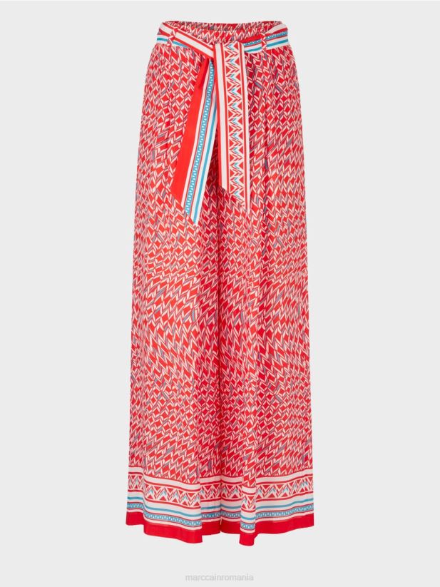 pantaloni largi winnipeg Marc Cain Rosu ca focul îmbrăcăminte 4826HH669
