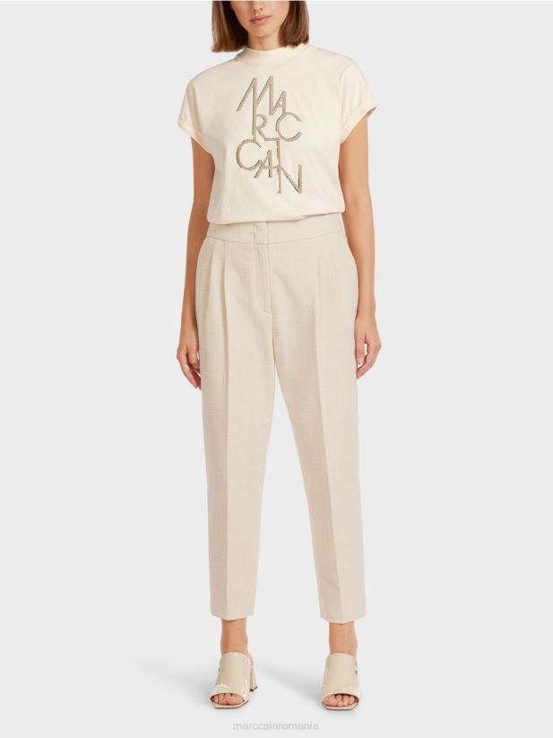 pantaloni în aspect de in Marc Cain cremă îmbrăcăminte 4826HH723