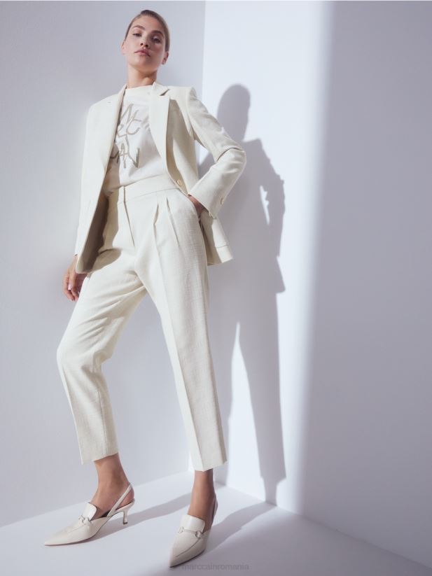 pantaloni în aspect de in Marc Cain cremă îmbrăcăminte 4826HH723