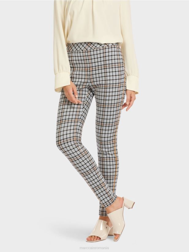 pantaloni în carouri cu pasătură laterală Marc Cain albastru atmosferic îmbrăcăminte 4826HH735