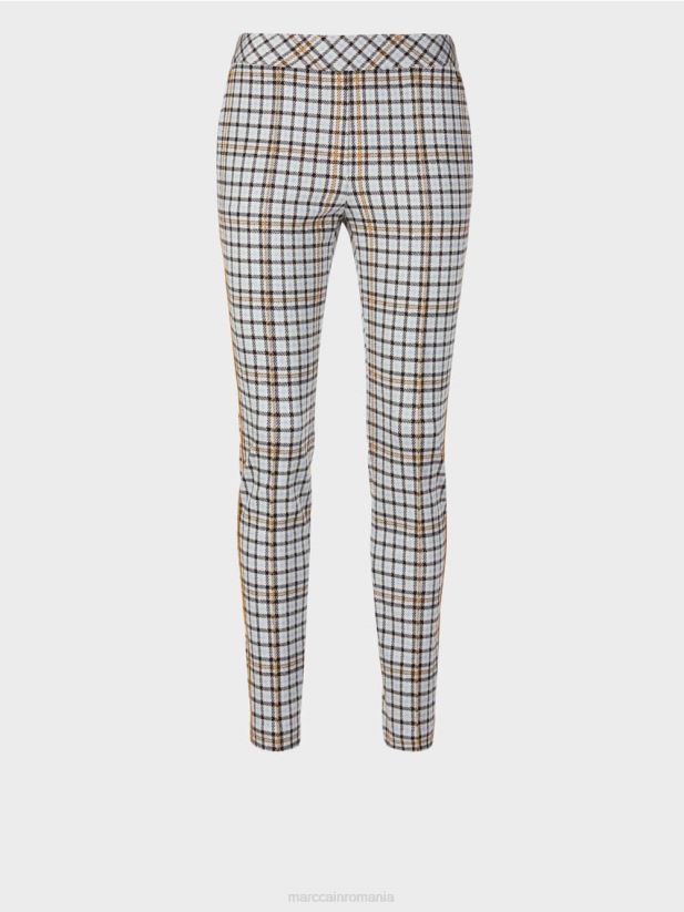 pantaloni în carouri cu pasătură laterală Marc Cain albastru atmosferic îmbrăcăminte 4826HH735
