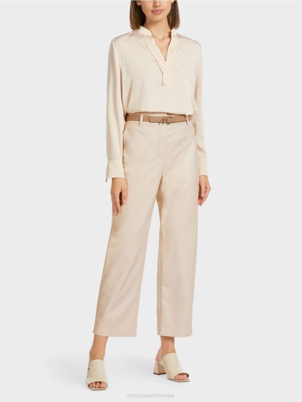 pantaloni în nappa artificială Marc Cain cremă îmbrăcăminte 4826HH722
