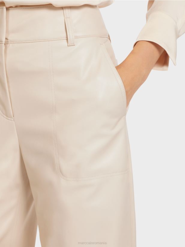 pantaloni în nappa artificială Marc Cain cremă îmbrăcăminte 4826HH722