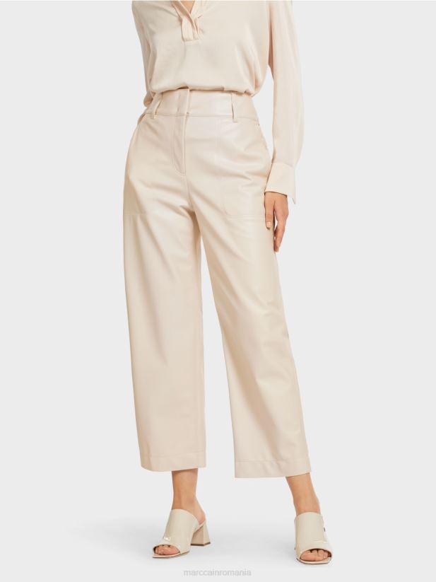 pantaloni în nappa artificială Marc Cain cremă îmbrăcăminte 4826HH722