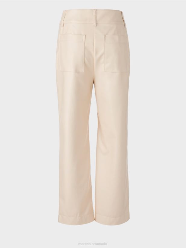 pantaloni în nappa artificială Marc Cain cremă îmbrăcăminte 4826HH722