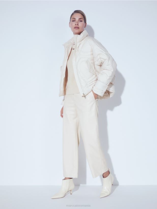 pantaloni în nappa artificială Marc Cain cremă îmbrăcăminte 4826HH722