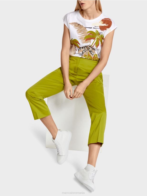 pantaloni în stil chino Marc Cain verde oliv intens îmbrăcăminte 4826HH634