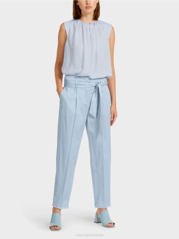 pantaloni în stil paperbag Marc Cain albastru pudra deschis îmbrăcăminte 4826HH691