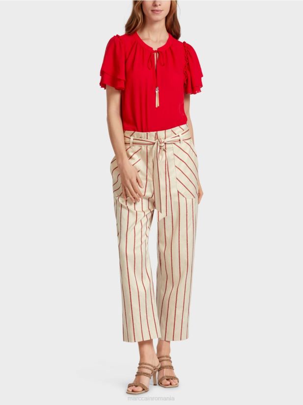 pantaloni în stil paperbag Marc Cain rosu intens îmbrăcăminte 4826HH612