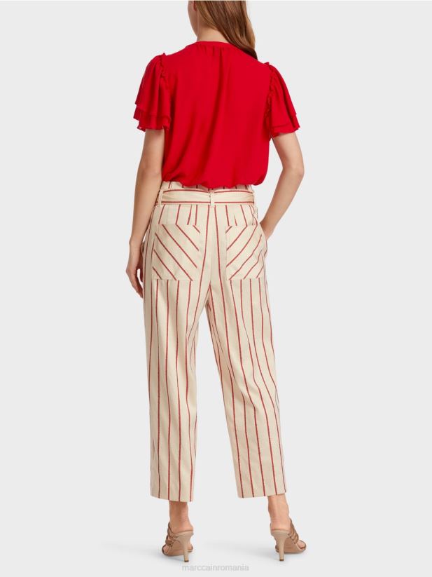 pantaloni în stil paperbag Marc Cain rosu intens îmbrăcăminte 4826HH612